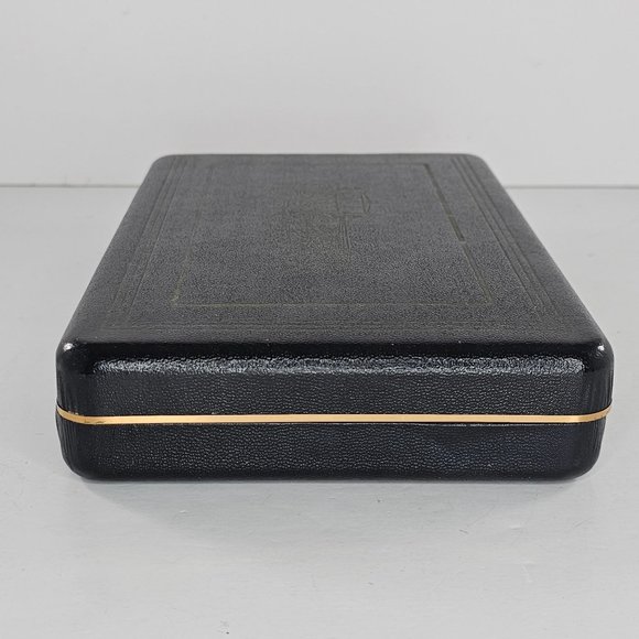 Vintage Shields Mens Leather Jewelry Box Black Watch Rings Cufflinks Velvet - Picture 5 of 10